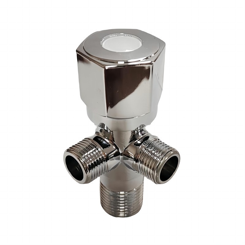 Valvola d'angolo in ottone a due vie, maniglia di plastica a nucleo veloce 1/2*3/8*3/8